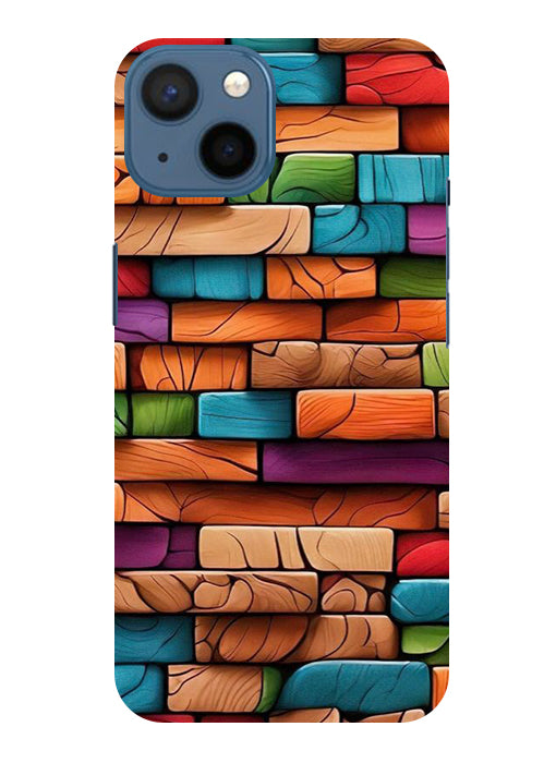 Colorful Wood Back Cover For  Apple Iphone 15