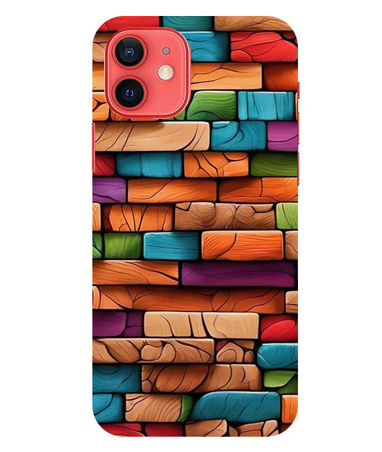Colorful Wood Back Cover For Apple Iphone 12 Mini