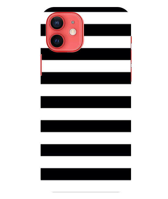 Black and White Stripes Back Cover For Apple Iphone 12 Mini