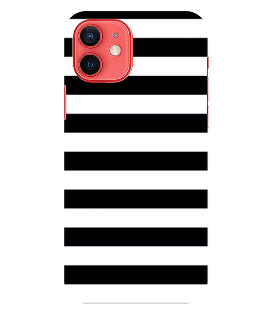 Black and White Stripes Back Cover For  Apple Iphone 12 Mini