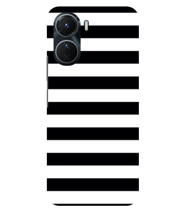 Black and White Stripes Back Cover For Vivo Y16 5G