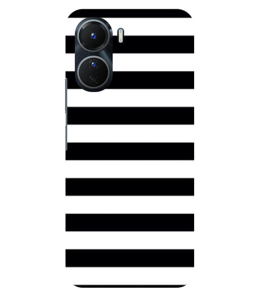 Black and White Stripes Back Cover For  Vivo Y16 5G