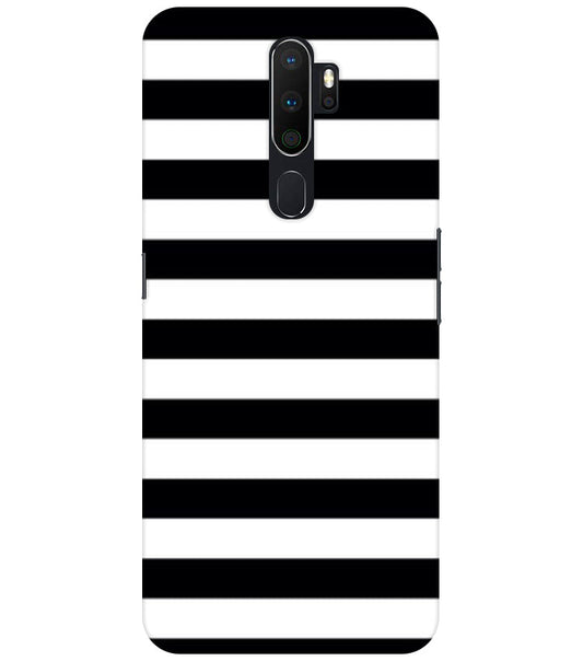 Black and White Stripes Back Cover For  Oppo A9 2020