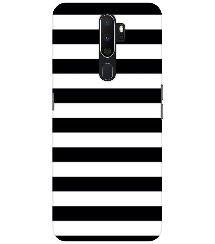 Black and White Stripes Back Cover For Oppo A5 2020