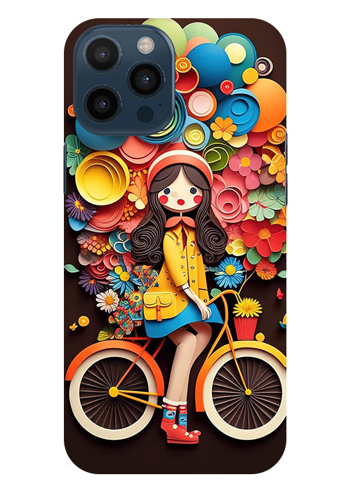 Girl Cycling Back Cover For  Apple Iphone 12 Pro