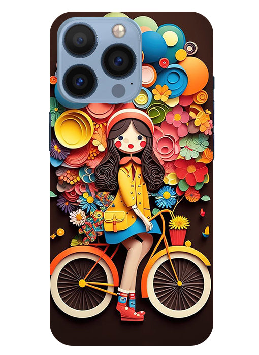Girl Cycling Back Cover For Apple Iphone 13 Pro