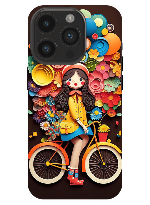 Girl Cycling Back Cover For Apple Iphone 14 Pro