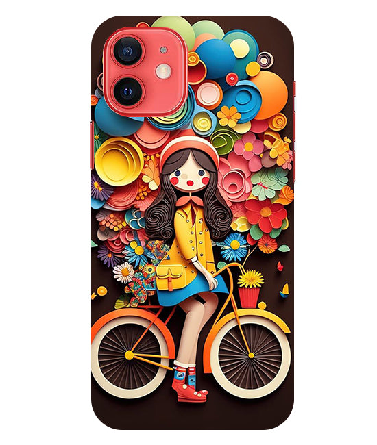 Girl Cycling Back Cover For Apple Iphone 12 Mini