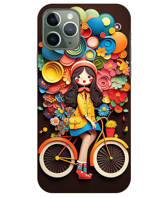 Girl Cycling Back Cover For Apple Iphone 11 Pro