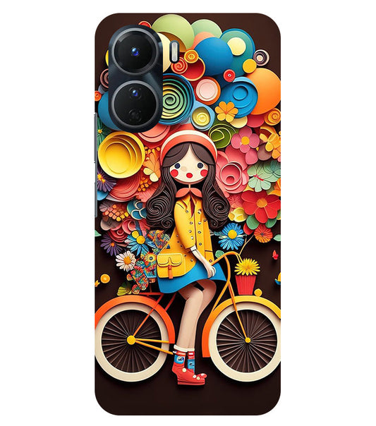 Girl Cycling Back Cover For  Vivo T2X 5G/Y56 5G