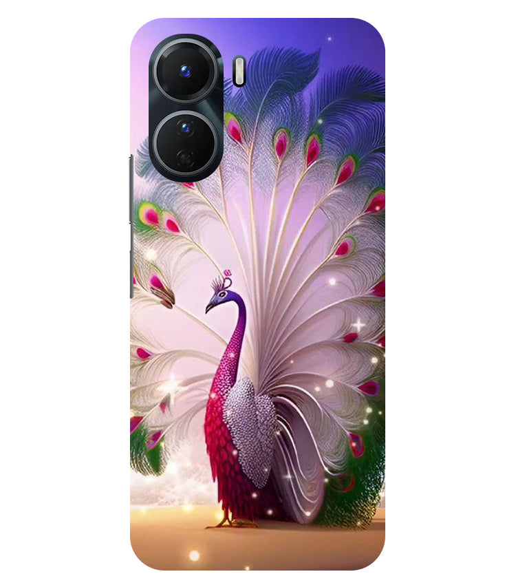 Peacock with Feather Back Cover For Vivo Y16 5G