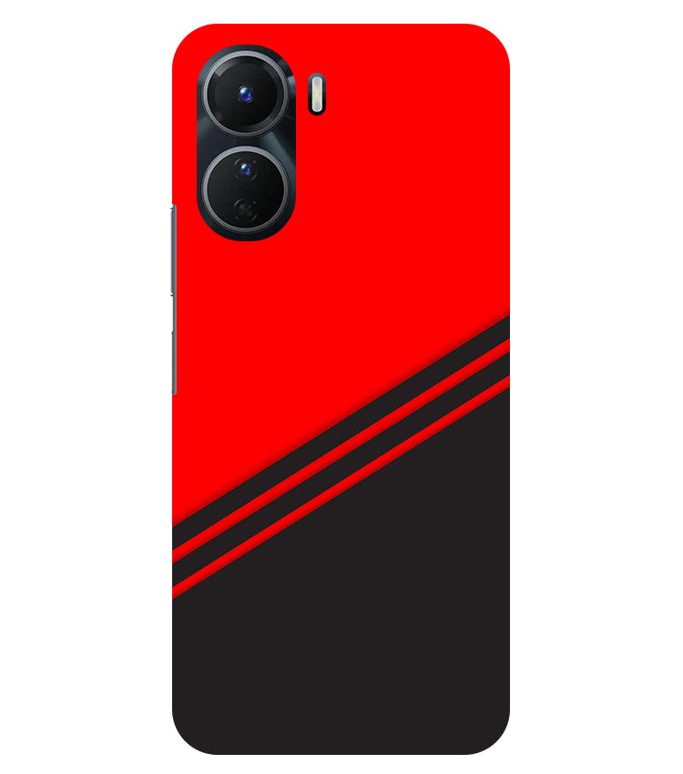 abstract red-black design flat line Back Cover For Vivo Y16 5G