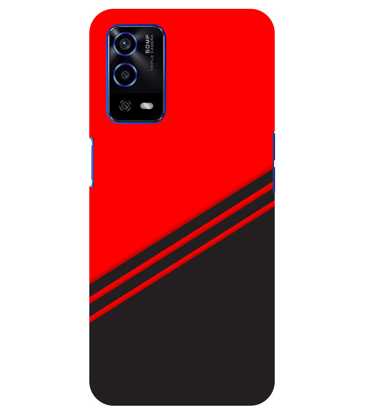 abstract red-black design flat line Back Cover For Oppo A55