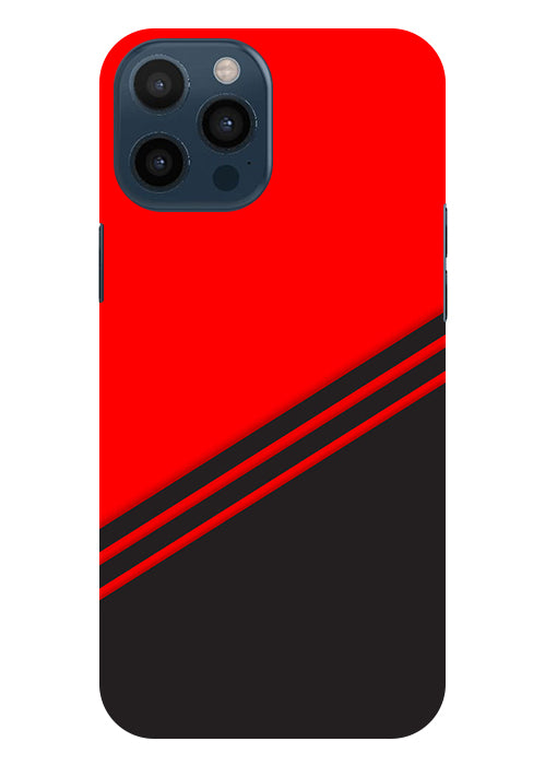 abstract red-black design flat line Back Cover For Apple Iphone 12 Pro
