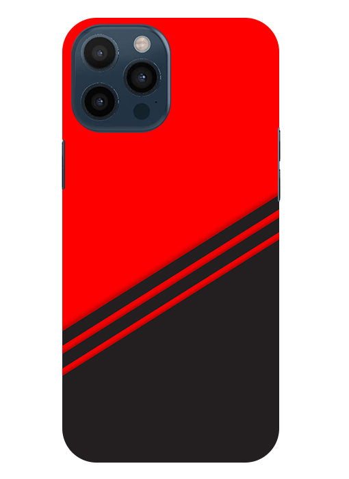 abstract red-black design flat line Back Cover For  Apple Iphone 12 Pro
