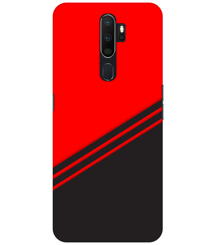 abstract red-black design flat line Back Cover For Oppo A5 2020
