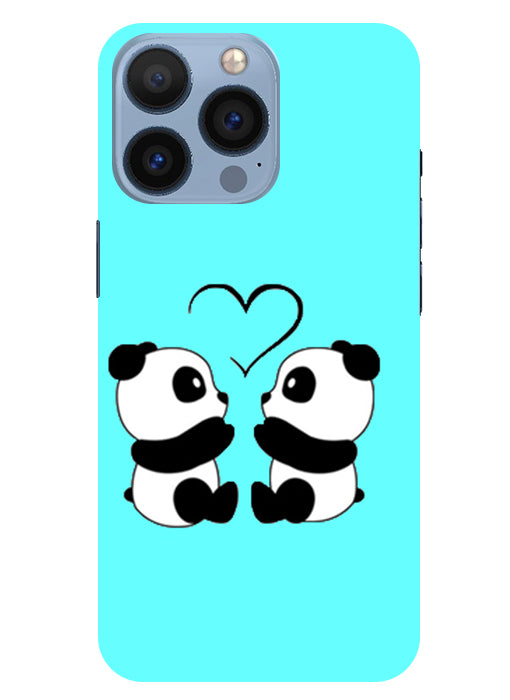 Two Panda With heart Printed Back Cover For Apple Iphone 13 Pro