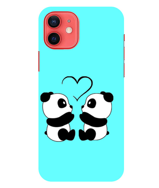 Two Panda With heart Printed Back Cover For Iphone 12