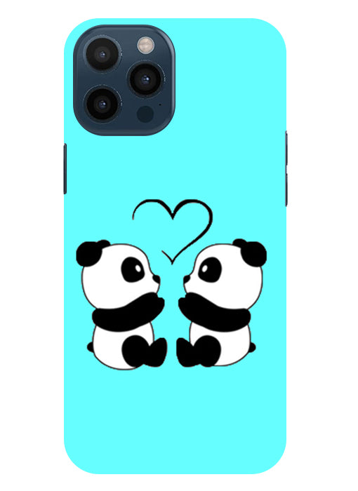 Two Panda With heart Printed Back Cover For Iphone 12 Pro