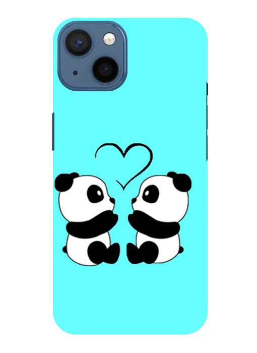 Two Panda With heart Printed Back Cover For Apple Iphone 14 Plus
