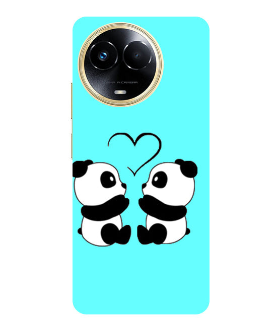 Two Panda With heart Printed Back Cover For Realme Narzo 60x 5G