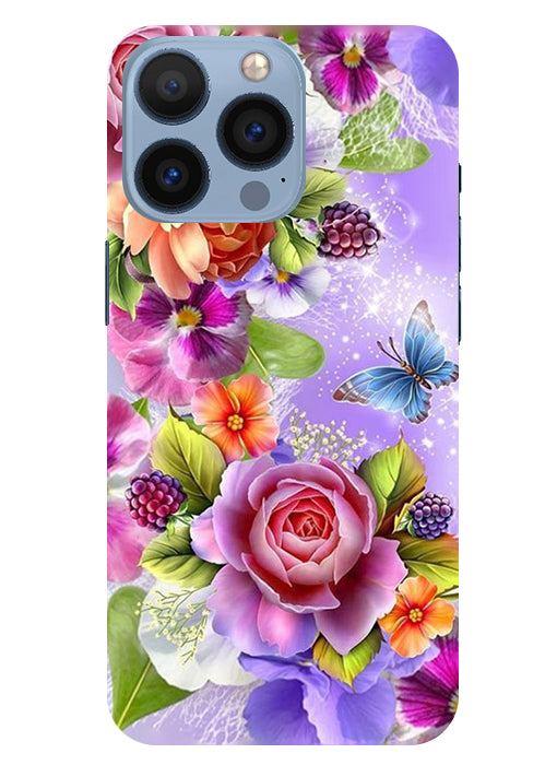 Flower Pattern Design Back Cover For  Apple Iphone 13 Pro