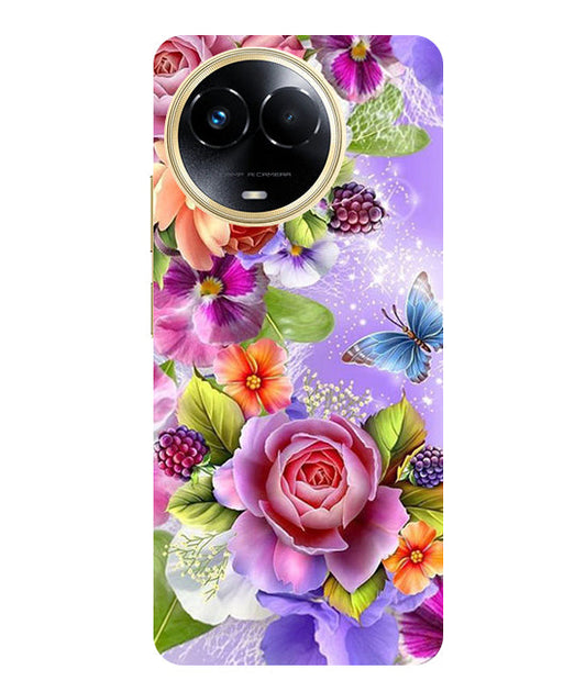 Flower Pattern Design Back Cover For  Realme Narzo 60x 5G