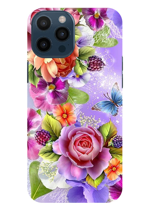 Flower Pattern Design Back Cover For  Iphone 12 Pro