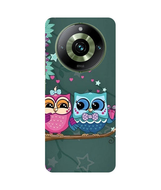 Heart Owl Design Back Cover For Realme Narzo 60 5G