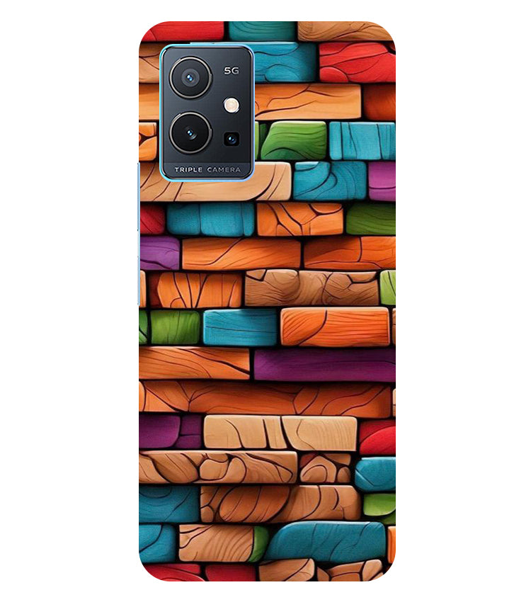 Colorful Wood Back Cover For  iQOO Z6 5G