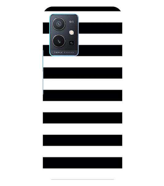 Black and White Stripes Back Cover For  Vivo Y75 5G