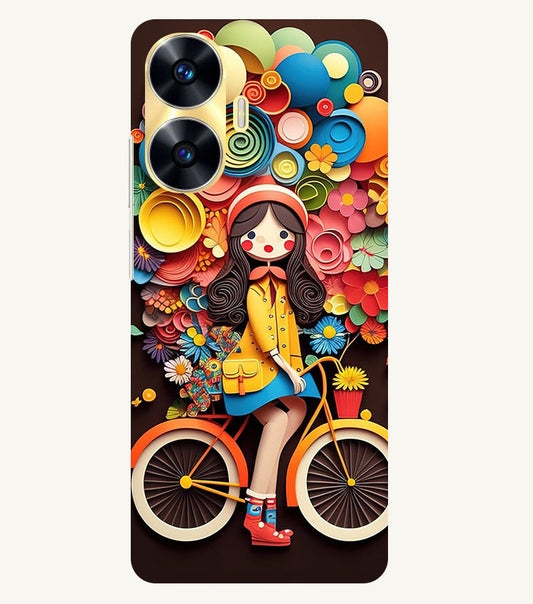 Girl Cycling Back Cover For  Realme C55/N55