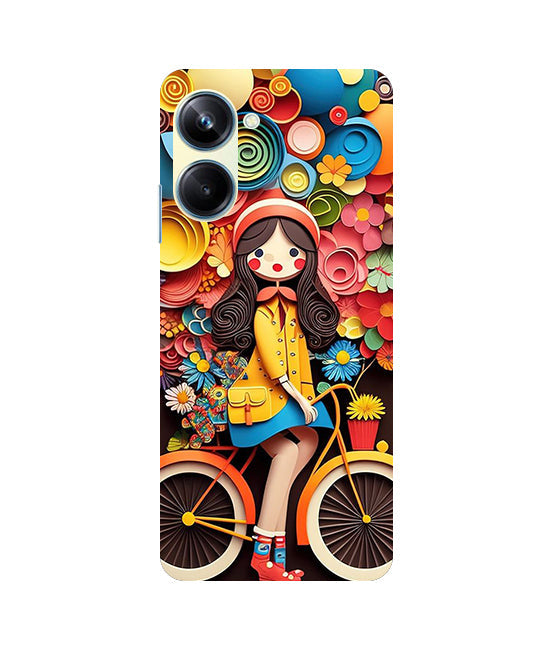 Girl Cycling Back Cover For  Realme 10 Pro 5G