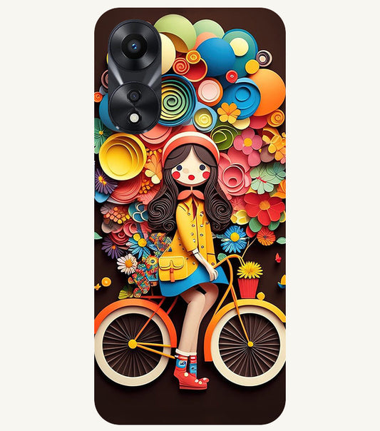 Girl Cycling Back Cover For  Oppo A78 5G