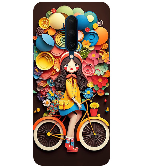 Girl Cycling Back Cover For  OnePlus 7T Pro