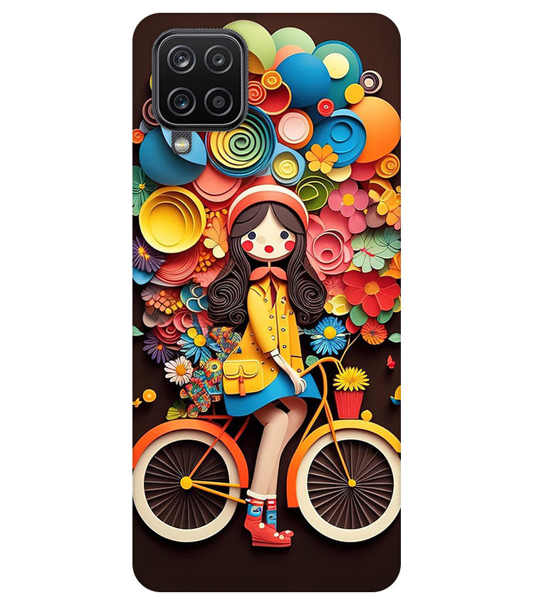 Girl Cycling Back Cover For  Samsung Galaxy A22 4G