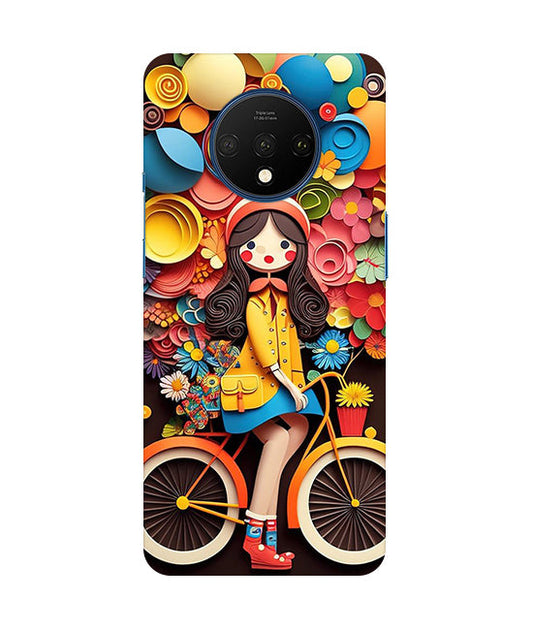 Girl Cycling Back Cover For  OnePlus 7T