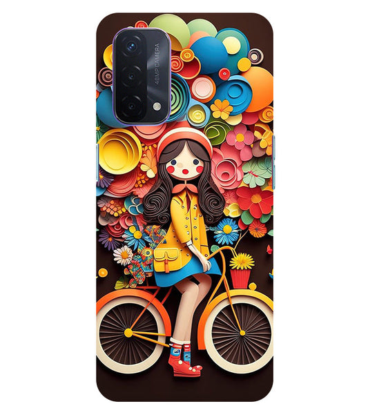 Girl Cycling Back Cover For  Oppo A74 5G