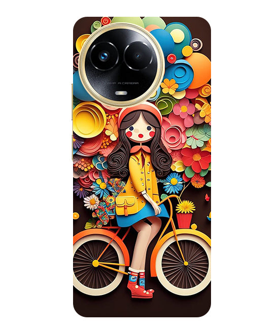 Girl Cycling Back Cover For  Realme C67 5G