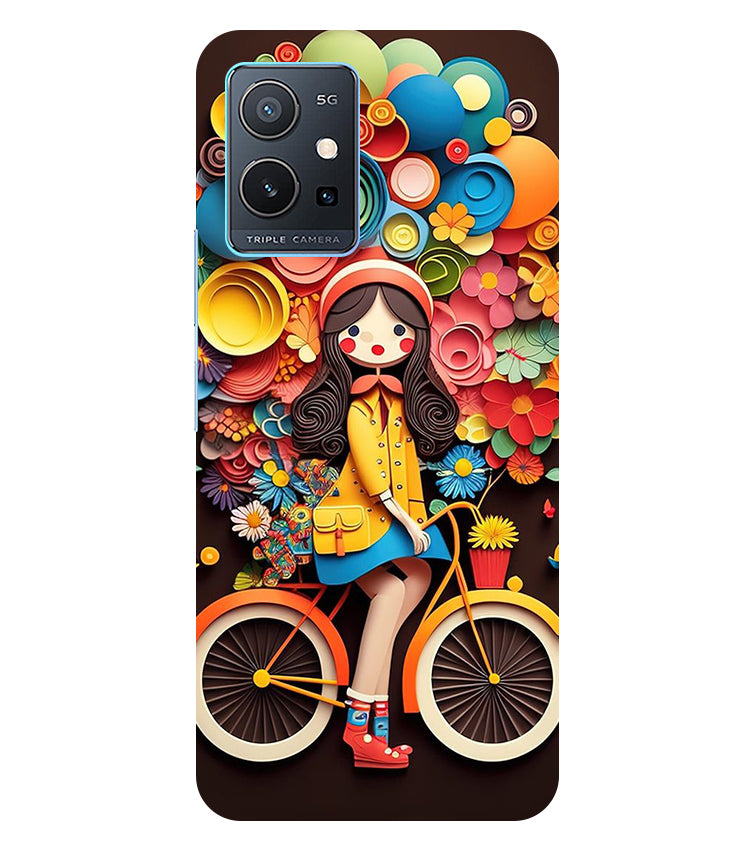 Girl Cycling Back Cover For  iQOO Z6 5G