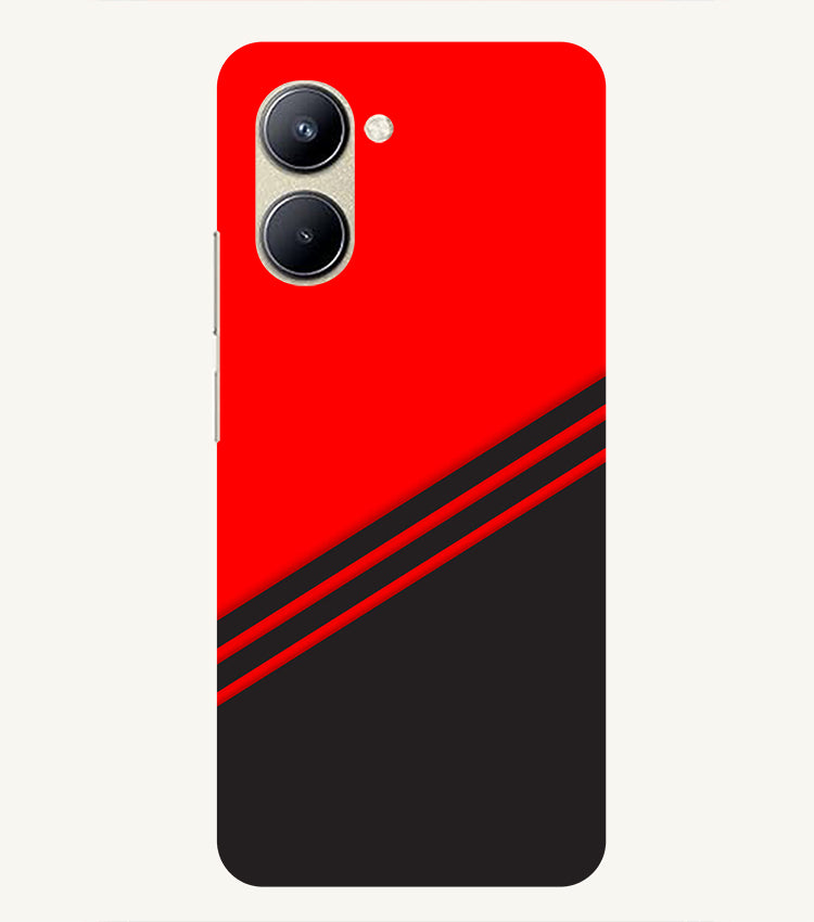 abstract red-black design flat line Back Cover For  Realme C33