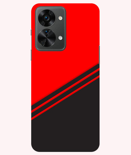 abstract red-black design flat line Back Cover For  OnePlus Nord 2T 5G