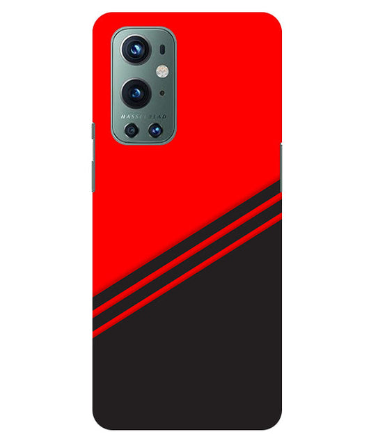 abstract red-black design flat line Back Cover For  OnePlus 9 Pro