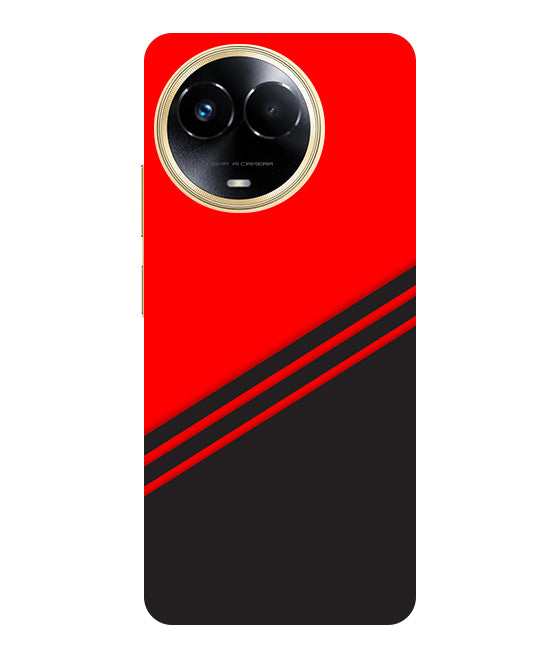 abstract red-black design flat line Back Cover For  Realme C67 5G