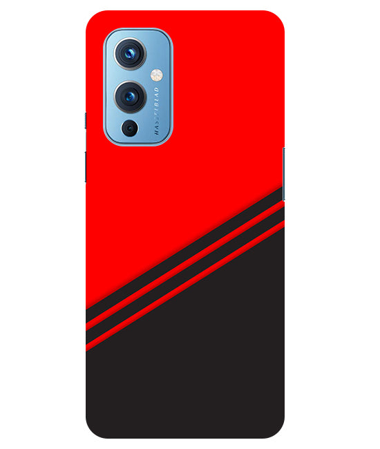 abstract red-black design flat line Back Cover For  OnePlus 9