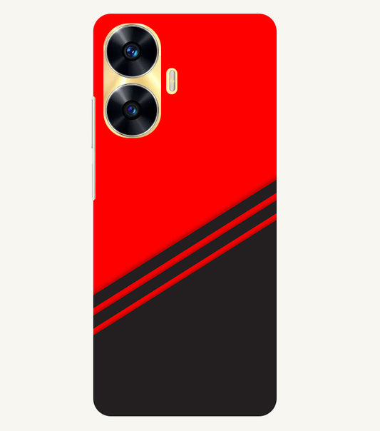 abstract red-black design flat line Back Cover For  Realme C55/Realme N55