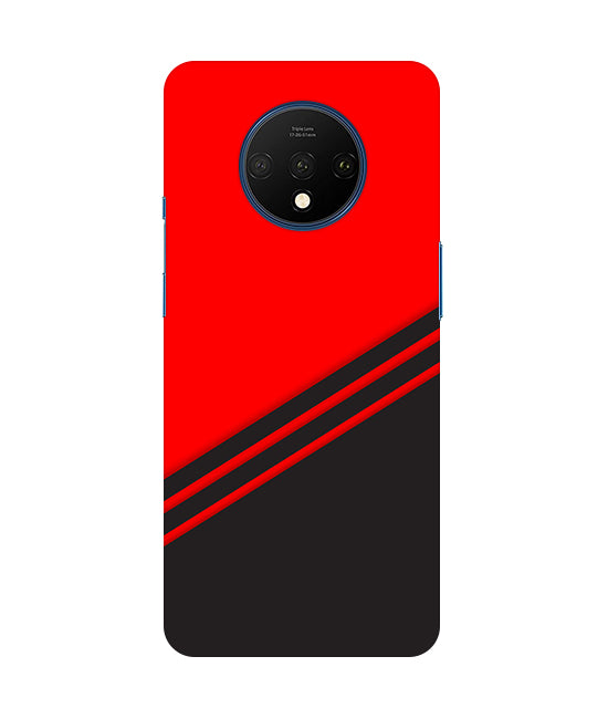 abstract red-black design flat line Back Cover For  OnePlus 7T