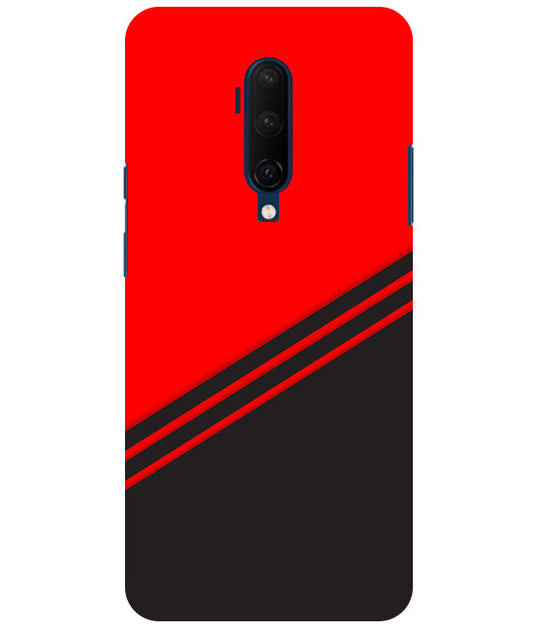 abstract red-black design flat line Back Cover For  OnePlus 7T Pro