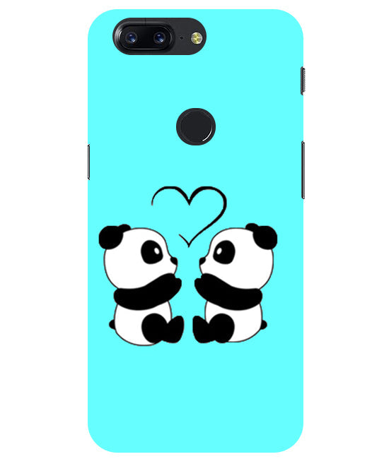 Two Panda With heart Printed Back Cover For Oneplus 5T