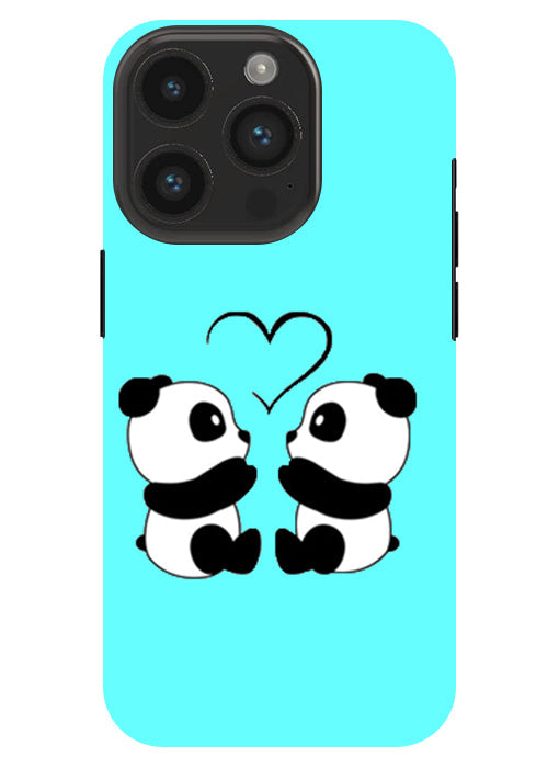 Two Panda With heart Printed Back Cover For Apple Iphone 14 Pro Max